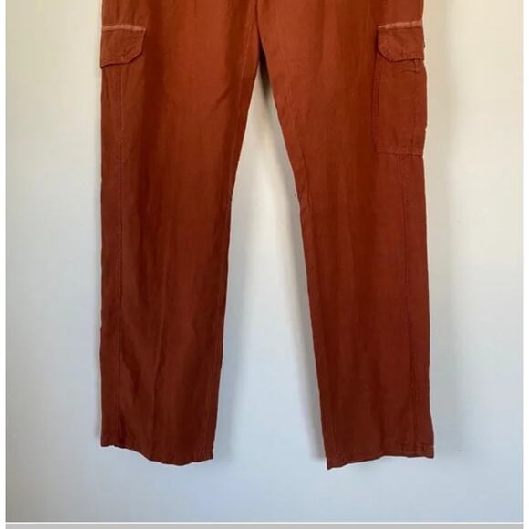 Anthropologie HeiHei Orange Linen Crop Pants 4 - Picture 5 of 9
